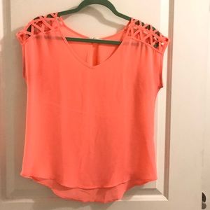 Bright peach chiffon top